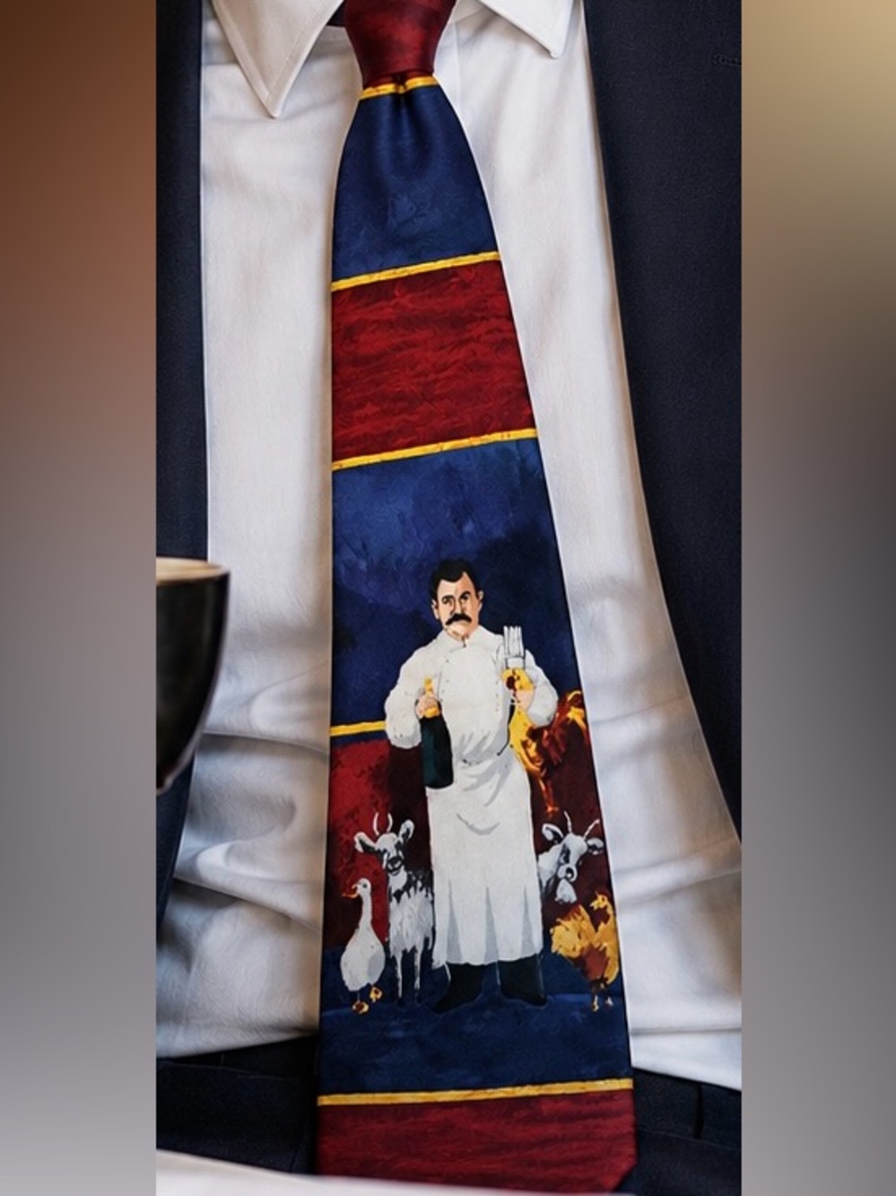Rare Vintage Guy Buffet Chefs & Friends Silk Tie Italy Novelty Chef Gift